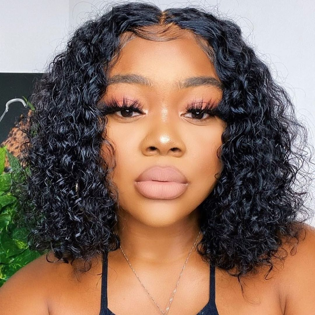 kinky curly bob wig human hair