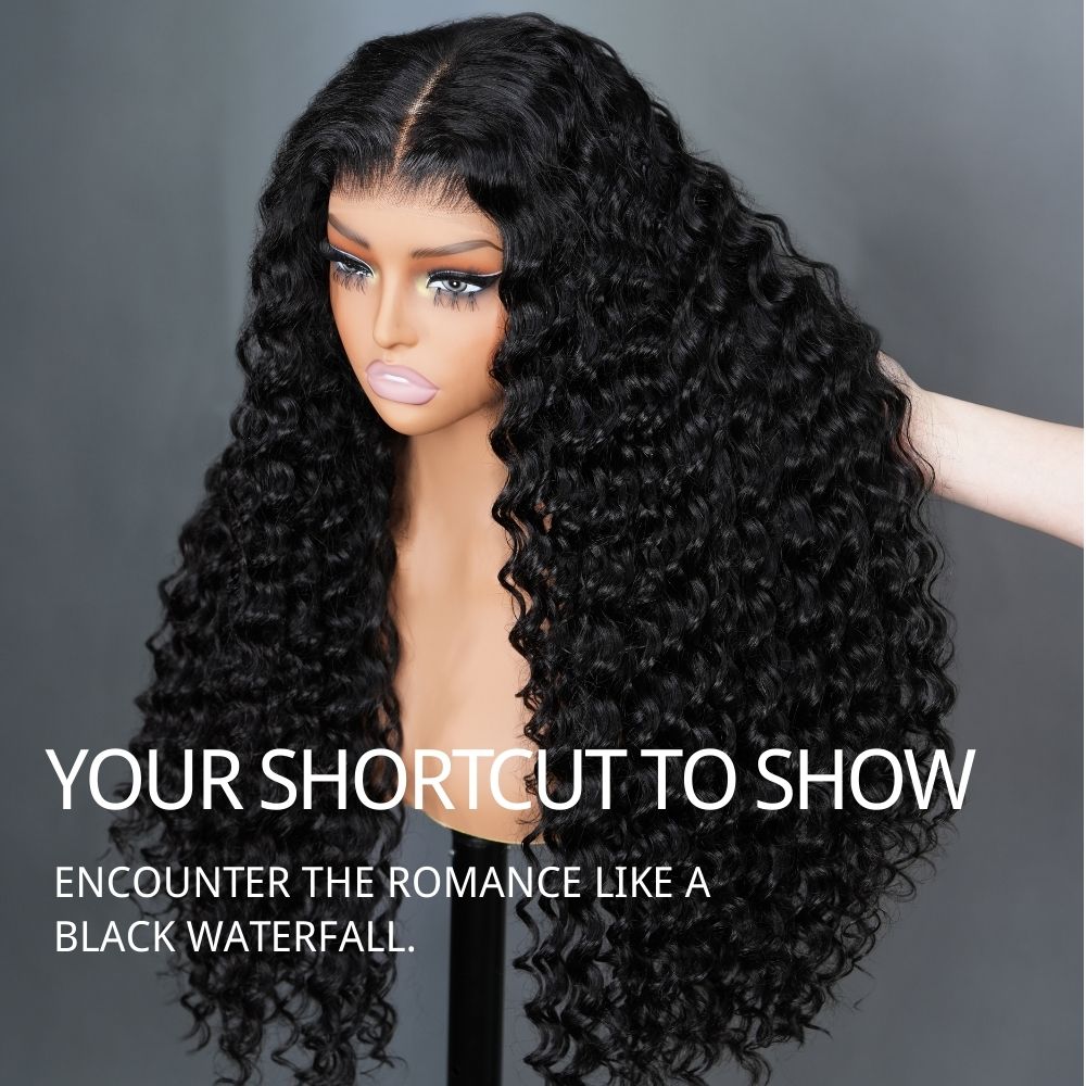 300% Density Glueless Deep Wave 6x4 / 13x4 Transparent HD Lace Front Wig Pre Plucked Hairline Virgin Human Hair  - Amanda Hair