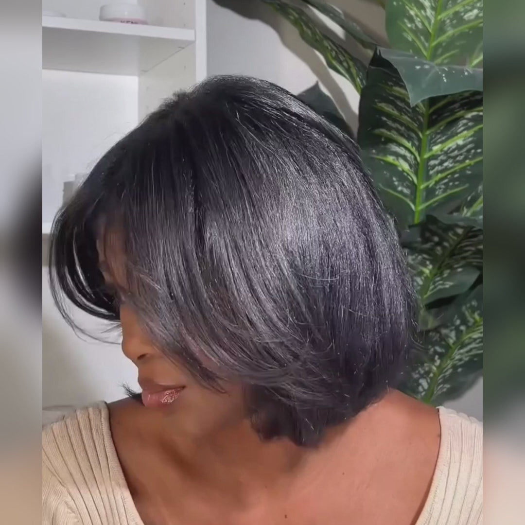 Tiktok Saebunny même perruque-perruque Bob bouclée courte 13*6/13*4/4*4 cheveux bouclés brésiliens Bob perruques-Amanda cheveux