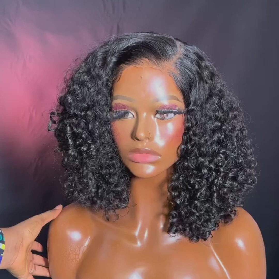 Peluca de cabello humano brasileño con rizos naturales, corta y hermosa, sin pegamento, 13 x 4, sin necesidad de código, Amanda Hair