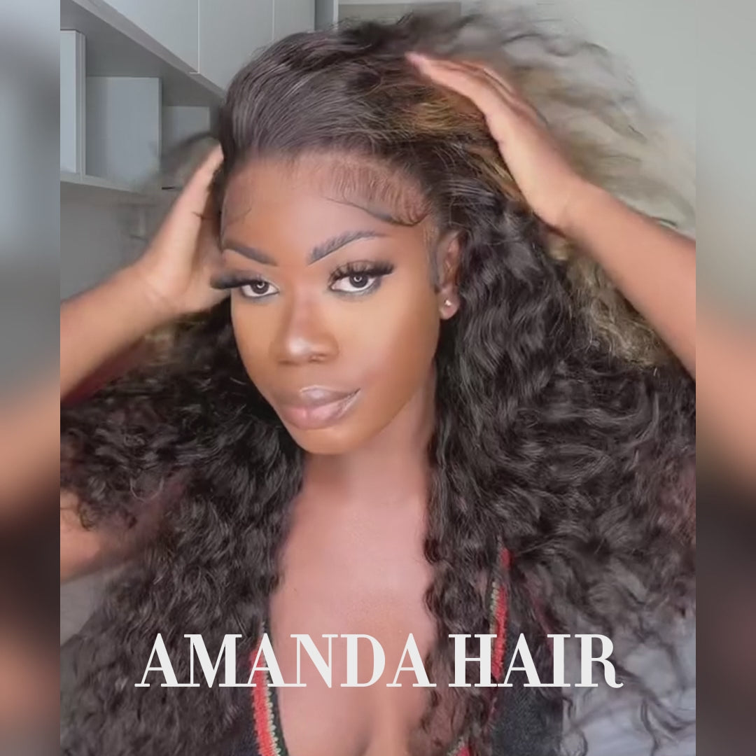 Highlight Blonde Glueless Water Wave 13x4 HD Lace Front Wigs Flash Sale-Amanda Hair