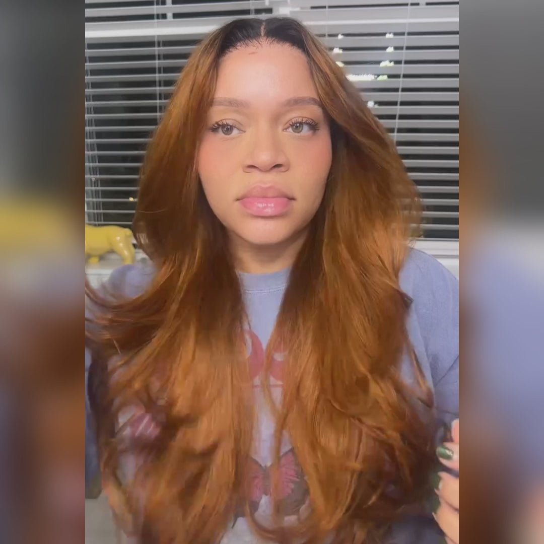Body Wave Dark Root Ginger Colored13x4 Lace Front /4*4 Lace Closure Wigs - Amanda Hair