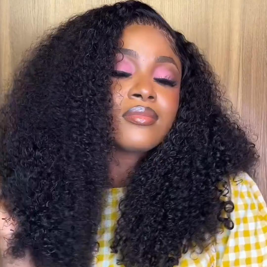 Virgin Kinky Curly Hair 13x4 HD Transparent Lace Front Wigs For Women-Amanda Hair