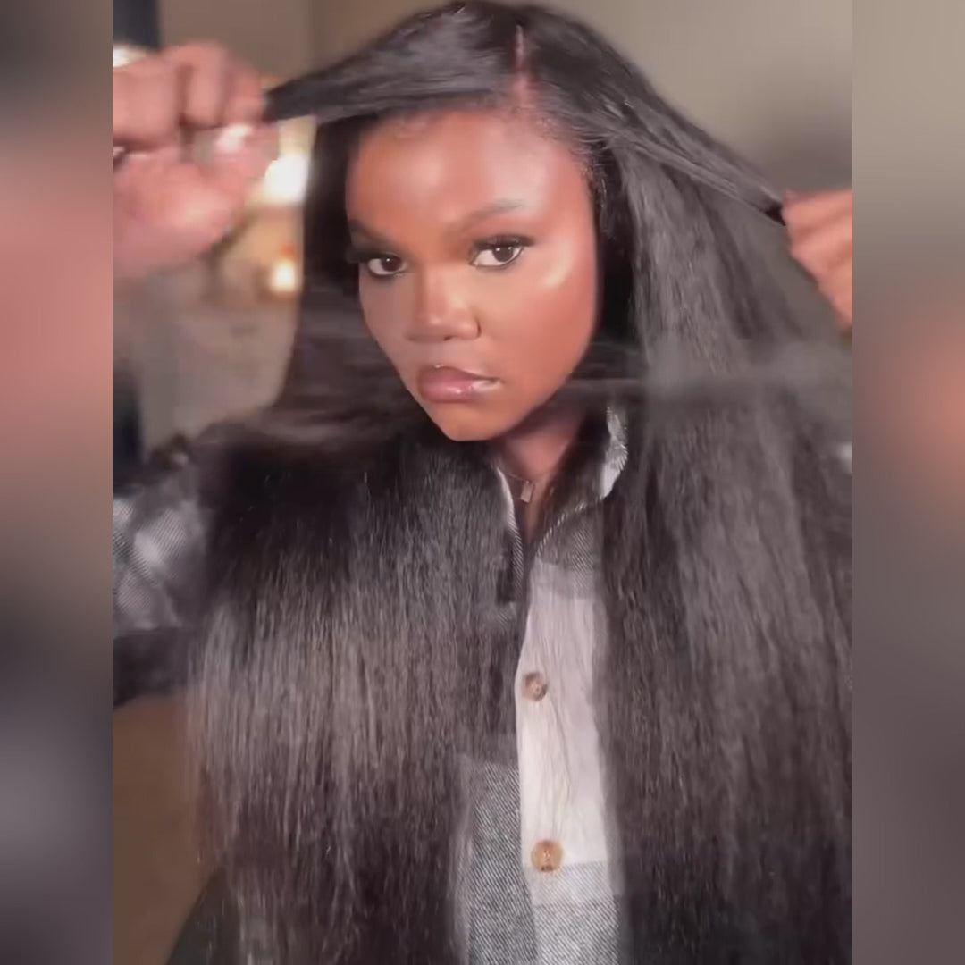 Kinky Straight 7x5 / 13x6 HD Transparent Lace Front Wigs 100% Human Virgin Hair For Women  -Amanda Hair