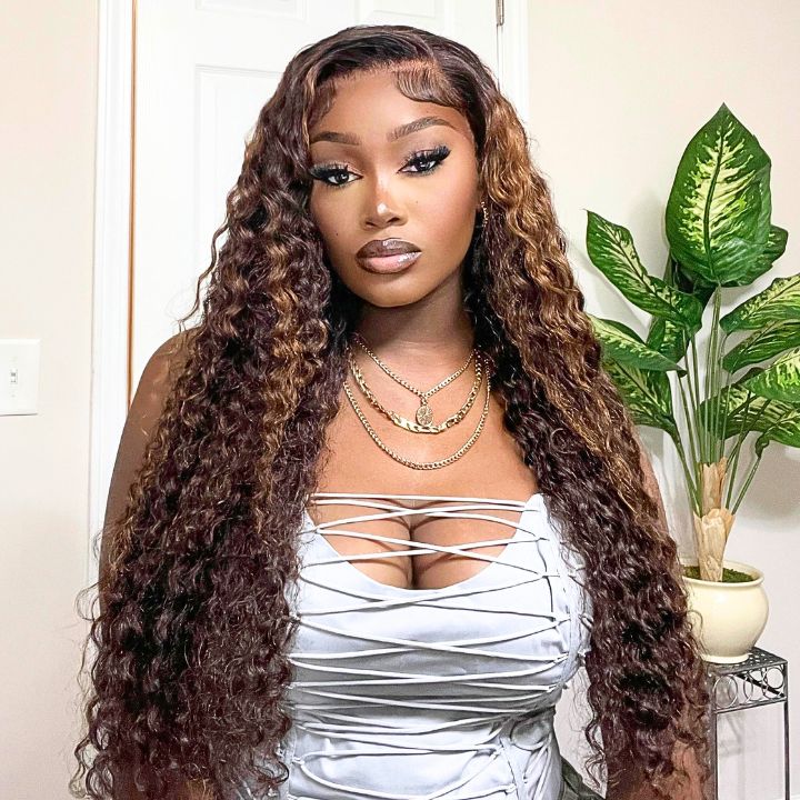 Water Wave Transparent HD Lace Front Wigs Highlight Blonde Color Lace Wig Flash Sale