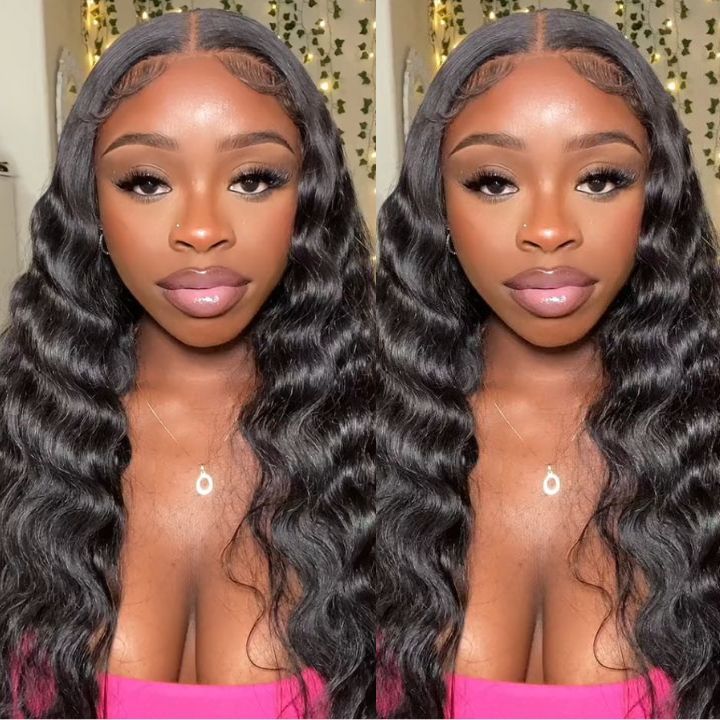 Glueless Loose Deep Wave Wigs Virgin Human Hair  Clear Transparent  Lace Front Wig Pre Plucked Hairline - Amanda Hair