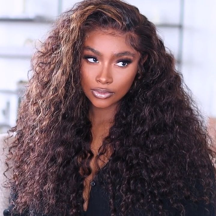 Glueless Water Wave 13*4 HD Lace Front Wigs Transparent Lace Wig Plucked Hairline-Amanda Hair