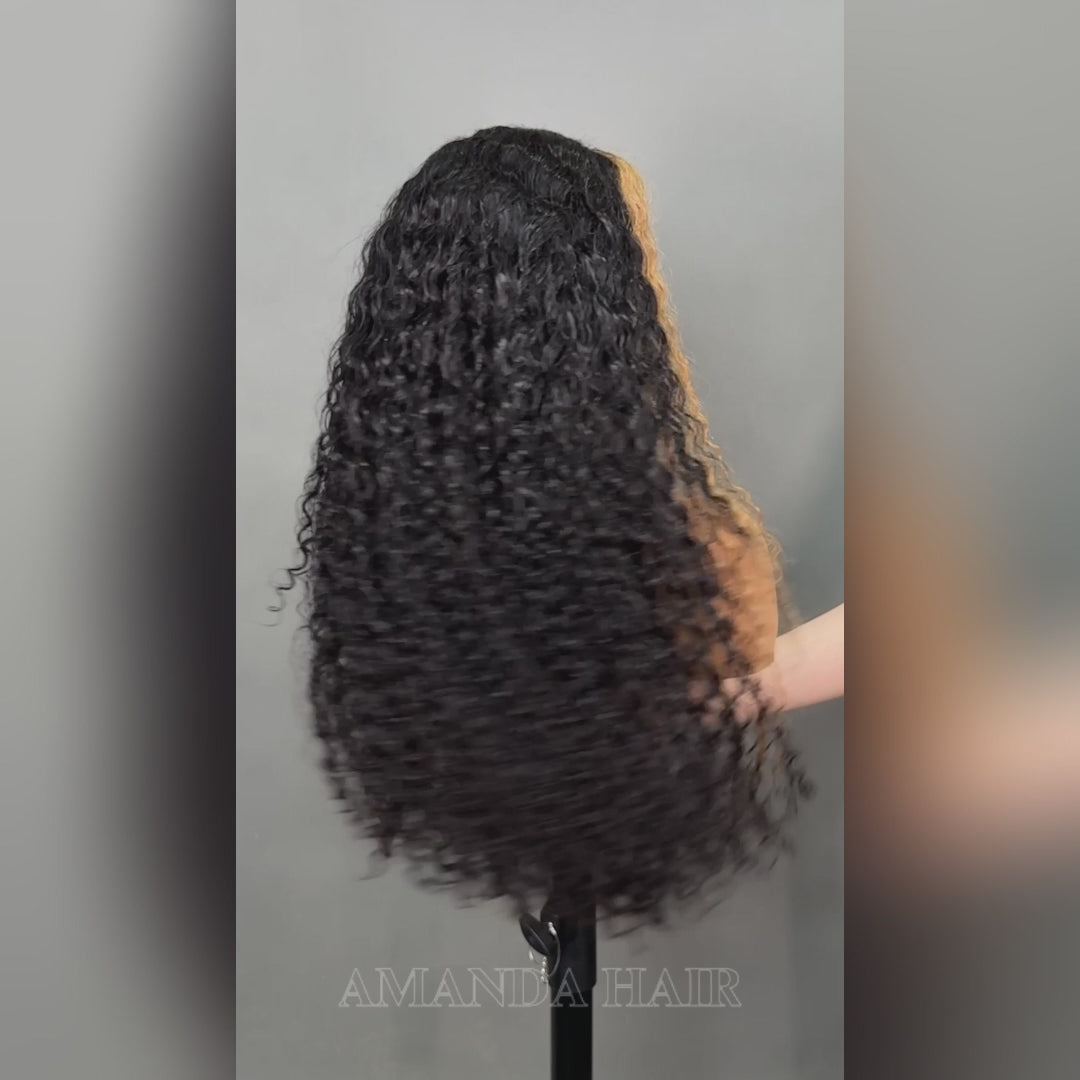 300% Density Pre Everything Glueless Blonde Highlights On Luxurious Deep Curly Wave Wig Clear Transparent Lace Wig – Amanda Hair