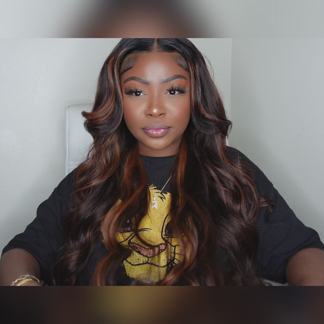 Glueless Highlights Blonde Color 13x4 Transparent HD Lace Frontal Wig Body Wave Human Hair Wig -AmandaHair