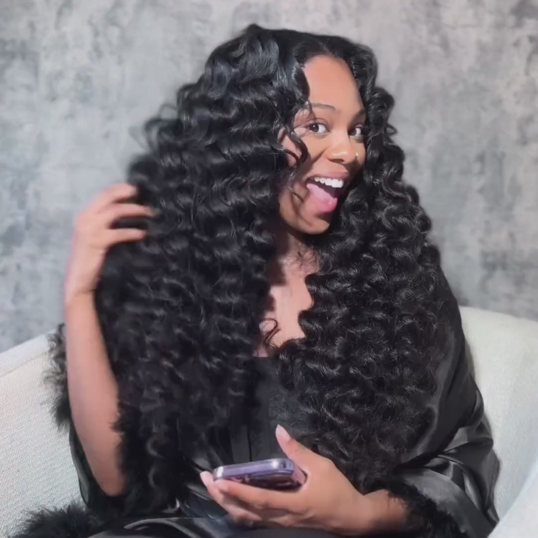 Glueless Loose Deep Wave HD Transparent Lace Front/Closure Human Hair Wig - Amanda Hair