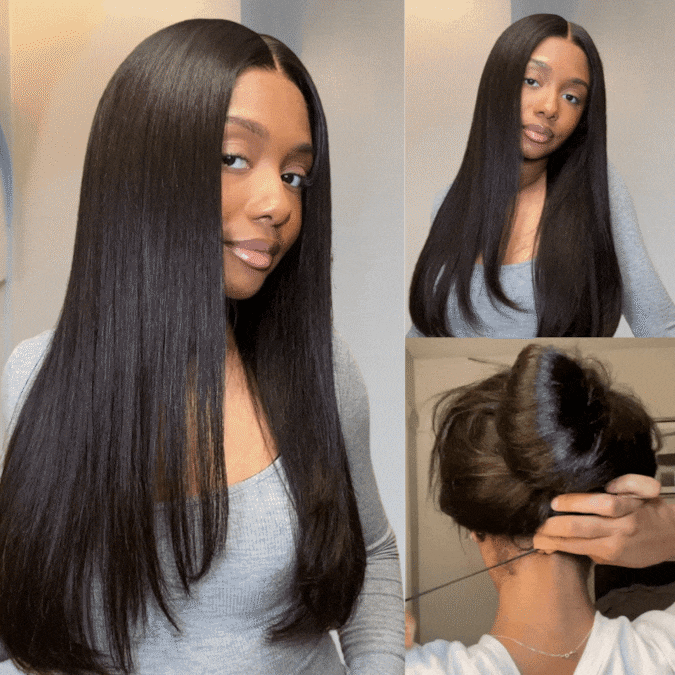 300% Density Long Straight Pre Everything Lace Wig New No Slip Silky Put On & Go Human Hair Wigs with Invisible Drawstring - Amanda Hairs