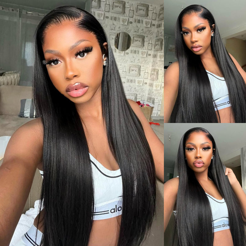 300% Density Long Straight Pre Everything Lace Wig New No Slip Silky Put On & Go Human Hair Wigs with Invisible Drawstring - Amanda Hairs