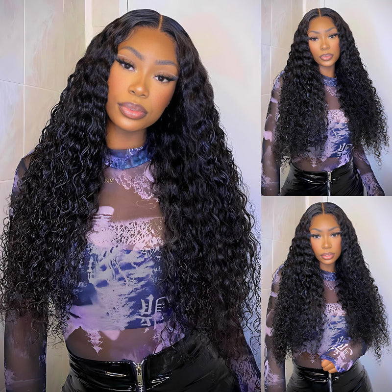 $199=28'' | Pre Everything Water Wave 6x4 / 13x6 Lace Frontal Glueless Wigs Invisible Drawstring HD Transparent Lace Wig Flash Sale-Amanda Hair
