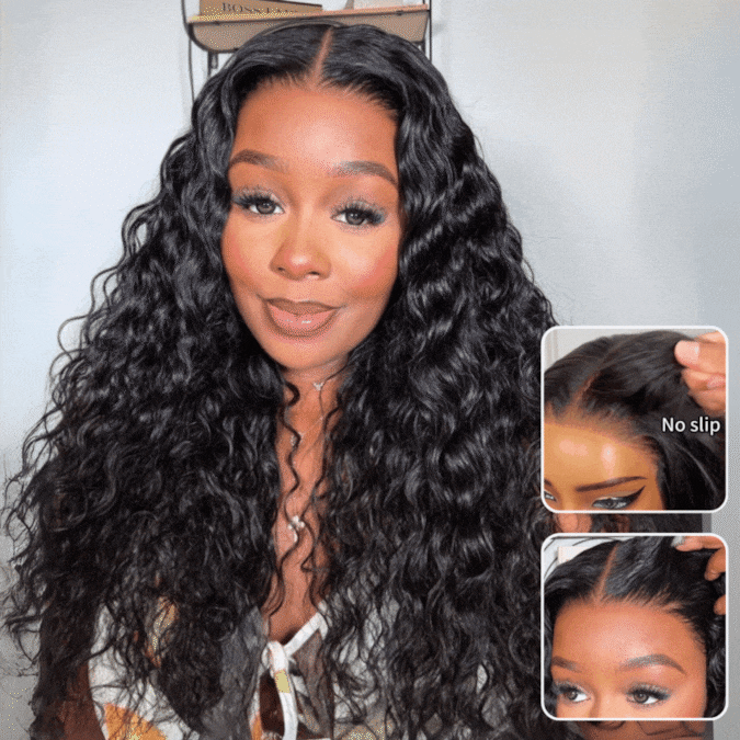 Glueless Water Wave 7x5 / 13x4 Transparent HD Lace Pull and Go Invisible Drawstring Human Hair Wigs
