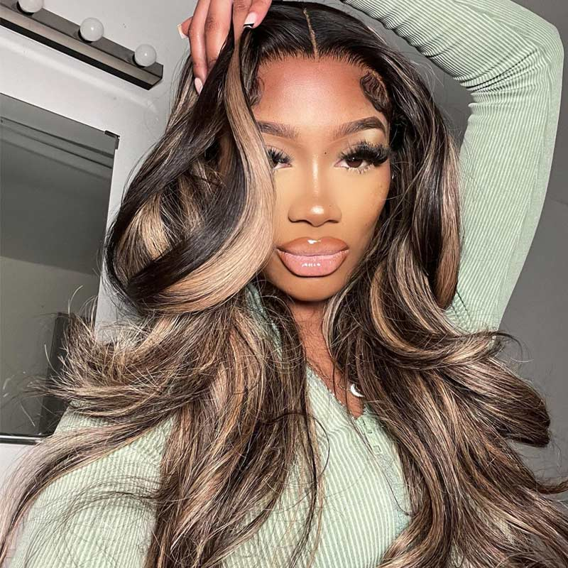 Body Wave Balayage Highlight Hair HD 13*4 Lace Front Human Hair Wigs -Amandahair