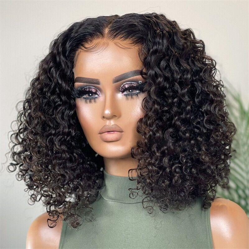 Perruque courte bouclée Bob 13 * 4/4 * 4 Cheveux bouclés brésiliens Bob Perruques-Amanda Hair