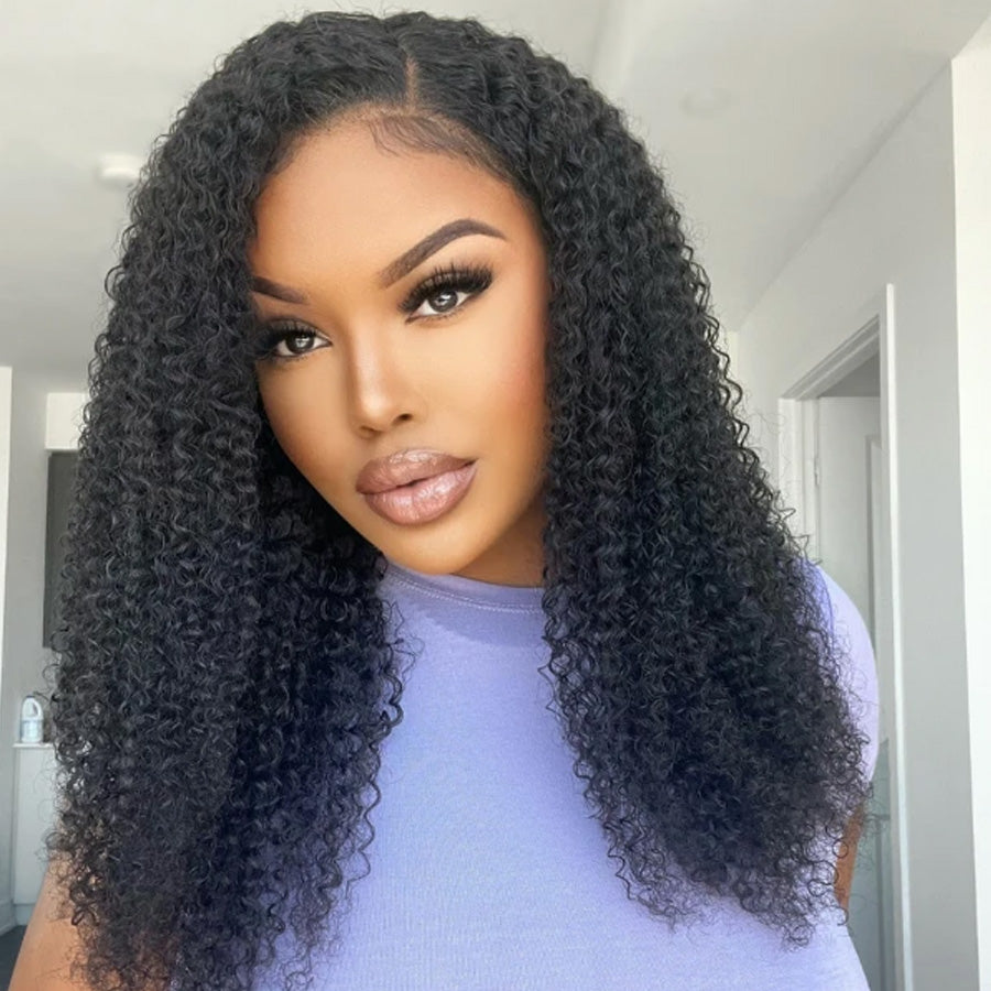 4*4 Curly Human Hair Wig Remy Malaysian Curly Wig 100% Human Hair Lace Closure Wig 150% Kinky Curly Lace Front Wig