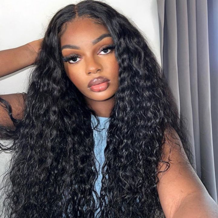 Vente flash : Cheveux vague d'eau 13 * 4 HD Lace Front Wigs Glueless Transparent Lace Wig Plumed Hairline-Amanda Hair