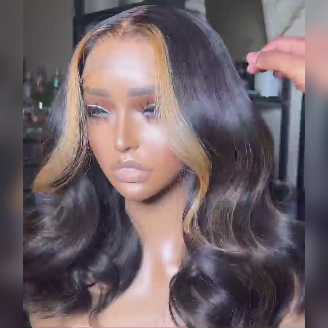 Money Piece Blonde Highlight Transparent Lace Front Human Hair Wigs Loose Wave 13x4/4x4 Lace Color Wig-Amanda Hair