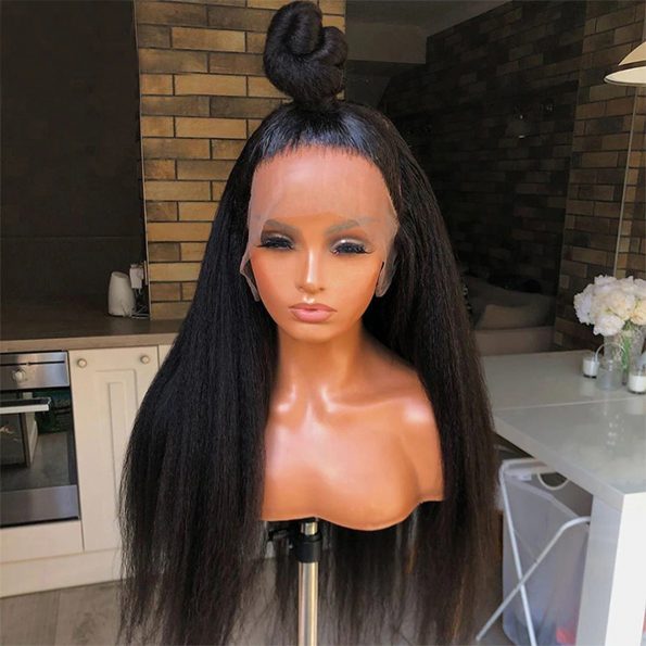 13x6 Glueless Lace Front Wig Kinky Straight Virgin Human Hair Wigs