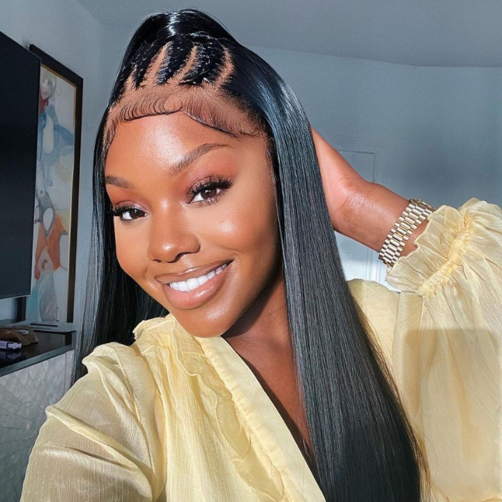 Amandahair cheveux longs raides Invisible HD Transparent sans colle dentelle perruques pré plumé fondu match toutes les couleurs de peau