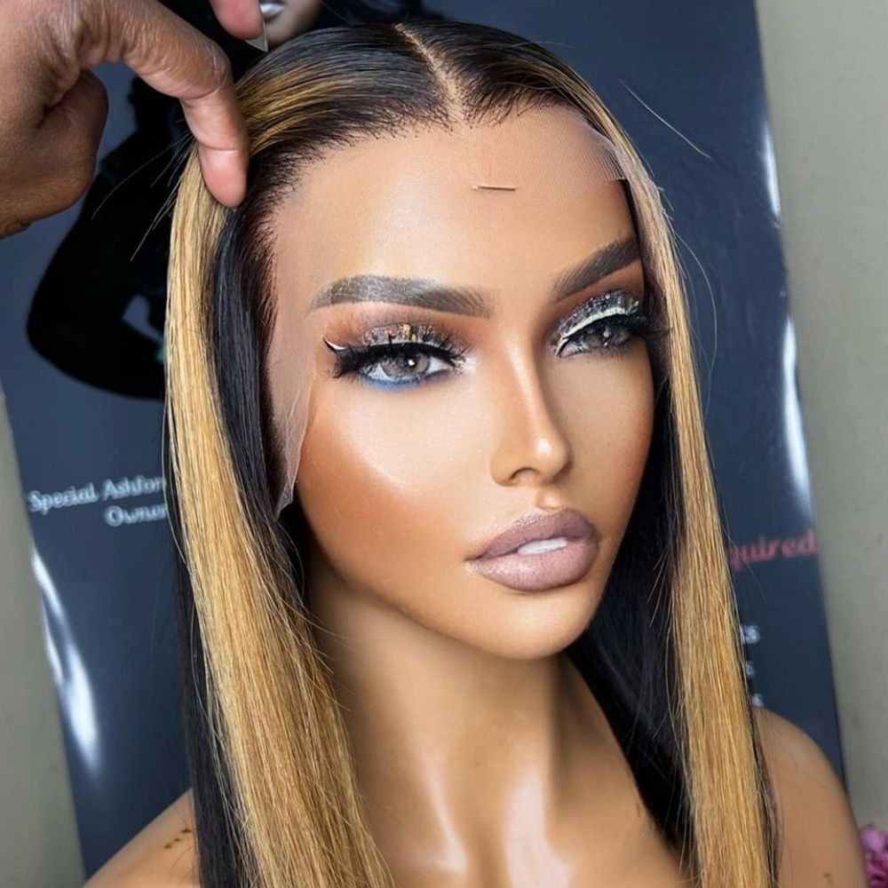 Highlight Light Brown Short Bob Straight Glueless Lace Wig 13x4/4x4 Brazilian Huaman Hair-Amanda Hair
