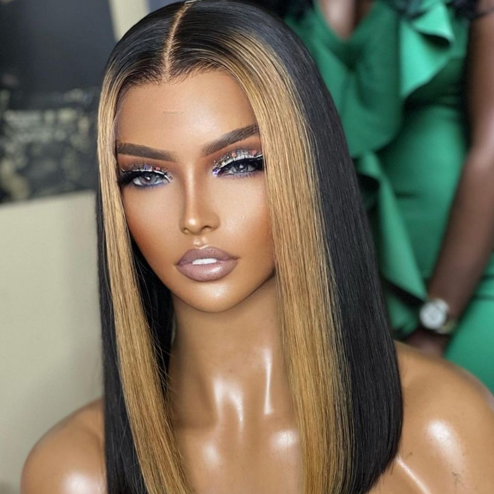 Highlight Light Brown Short Bob Straight Glueless Lace Wig 13x4/4x4 Brazilian Huaman Hair-Amanda Hair