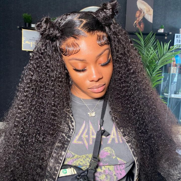 Kinky Curly Snug Fit 360 Invisible Strap Glueless Lace Frontal Wig - Ready-to-Wear, High Density