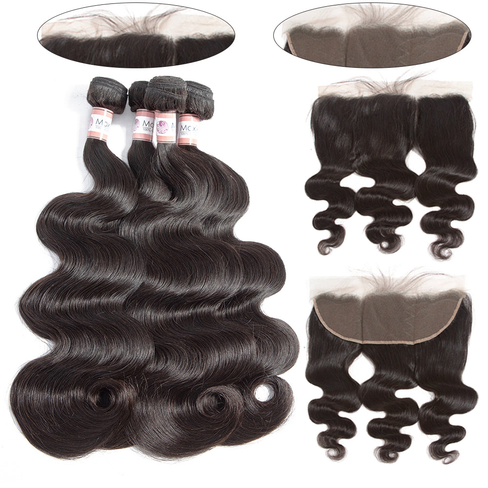 Brazilian Body Wave 4 Bundles With 13*4 Lace Frontal 10A Grade 100% Remi Human Hair - Amanda Hair