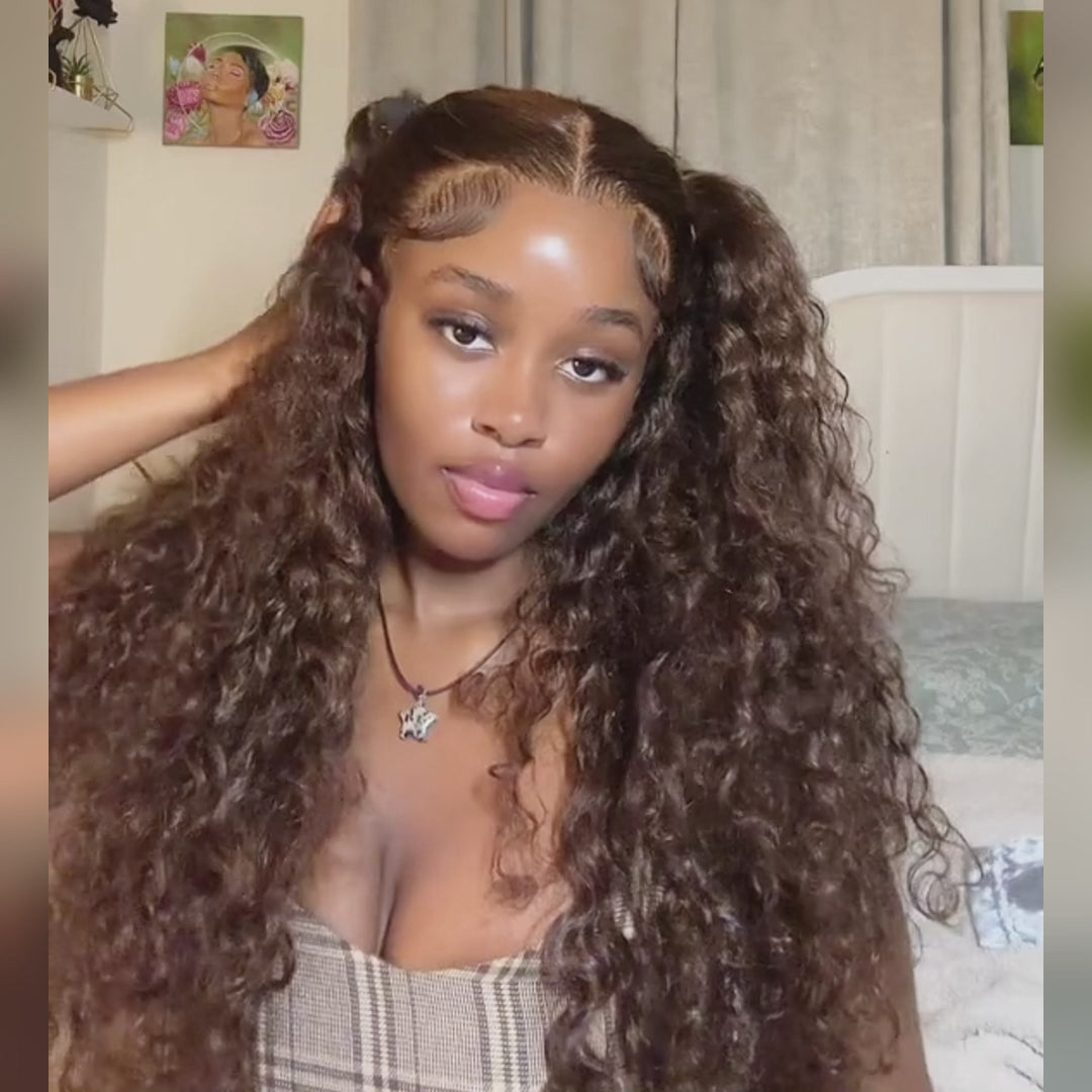 Chestnut Deep Wave HD Lace Wigs Deep Hairline 100% Human Hair Transparent Lace Front Wigs-Amanda Hair