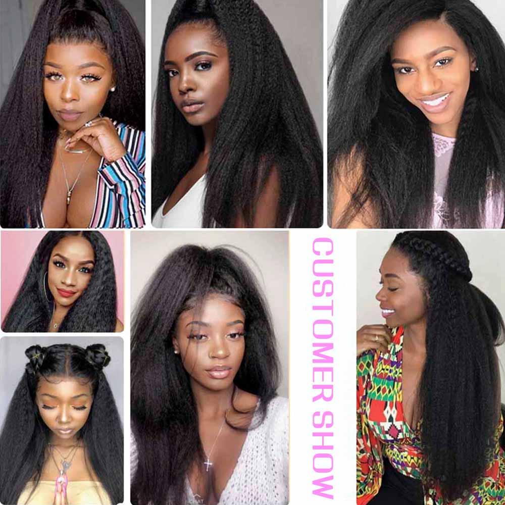 Amanda Indian Hair Kinky Straight 4 Bundles With 4*4 Lace Closure 9A Grade 100% Unprocessed Human Hair Hot Item