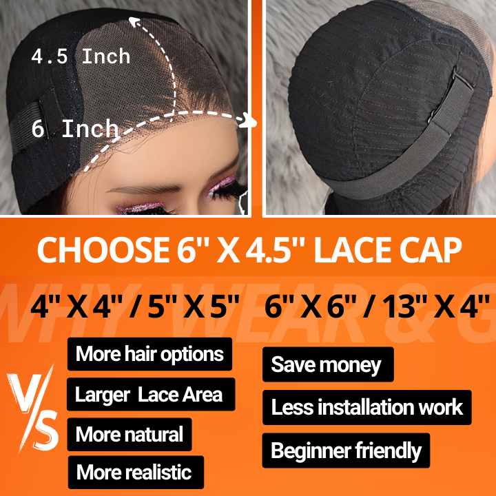 Glueless Loose Wave 6x4.5 /13x4 HD Transaparent Lace Front Wig Virgin Human Hair Pré-plumé Hairline - Amanda Hair