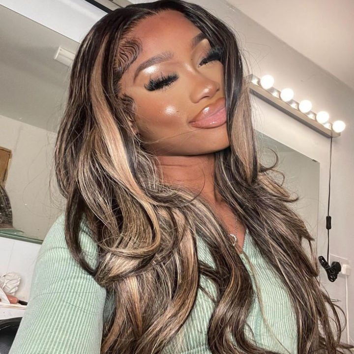 Body Wave Balayage Highlight Hair HD 13*4 Lace Front Human Hair Wigs -Amandahair