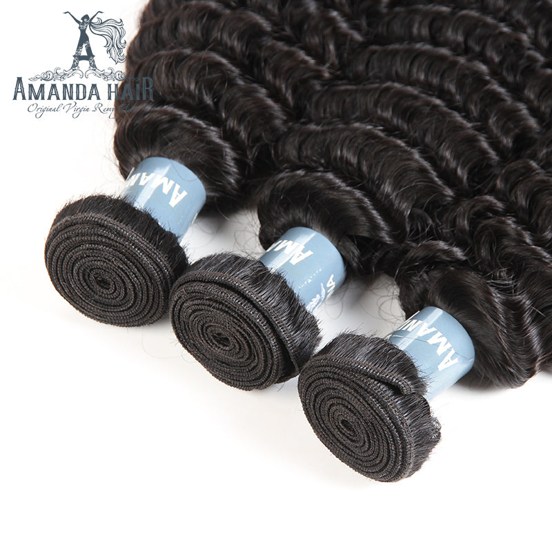 Kinky Curly 3 Bundles Avec 4 * 4 Lace Closure 9A Grade Cheveux Brésiliens 100% Cheveux Humains Non Transformés Noël Hot Item - Amanda Hair