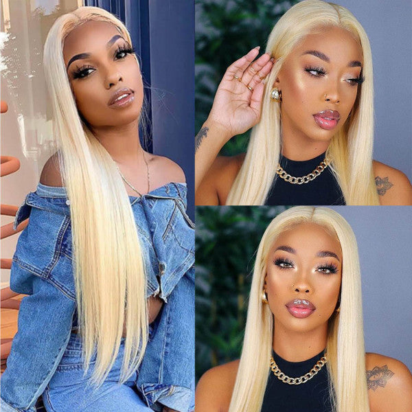 Straight Blonde Wigs 613 Straight Lace Closure Wig