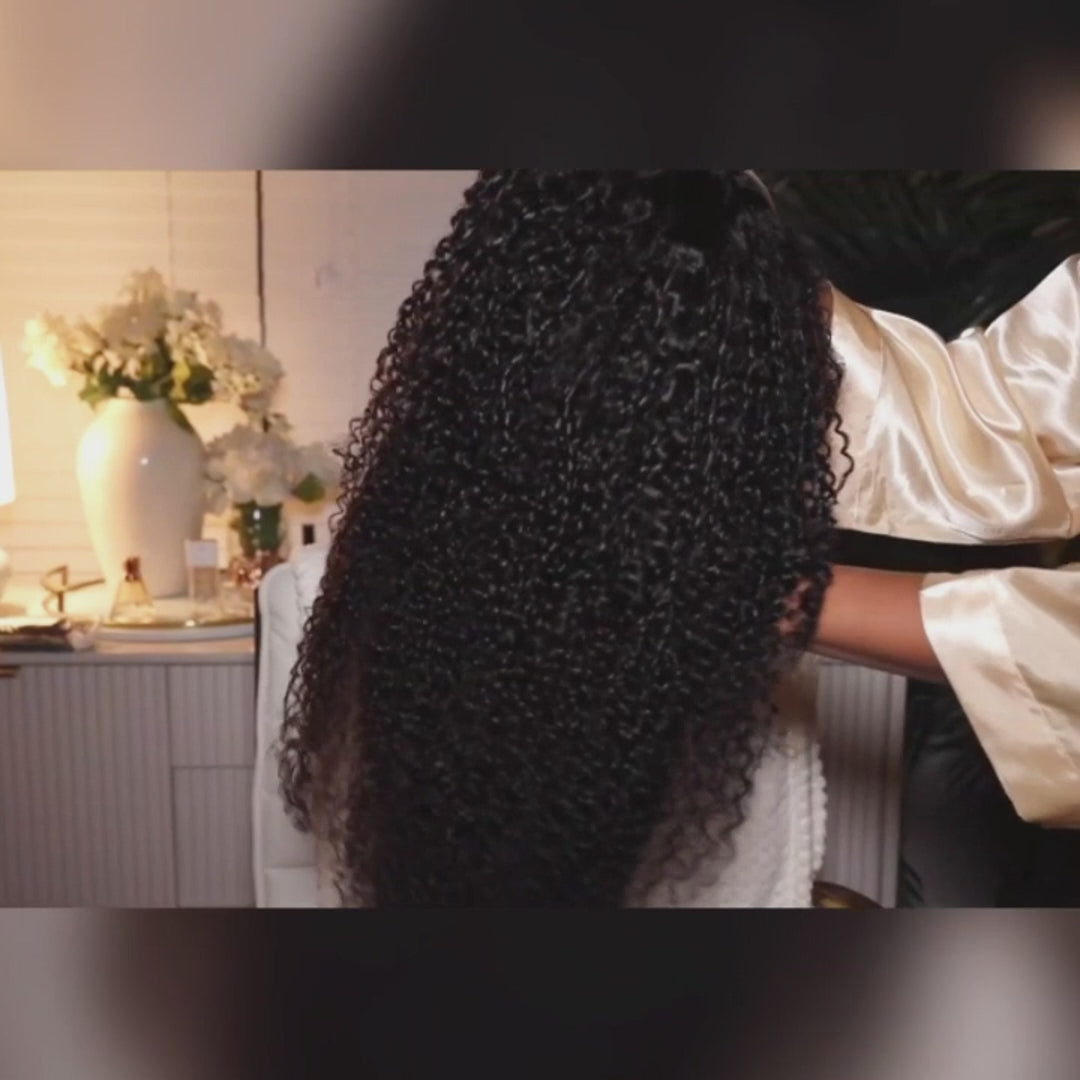 Pelucas de cabello humano rizado, esponjoso, grueso y con rebote atrevido con una densidad del 300 % y cierre de encaje sin pegamento - Amanda Hair