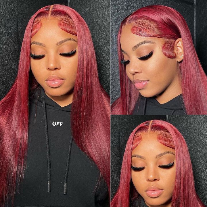Colorful Straight Lace Frontal Transaparent Wigs Transparent HD Lace Wigs Pre-plucked with Baby Hair - Amanda Hair