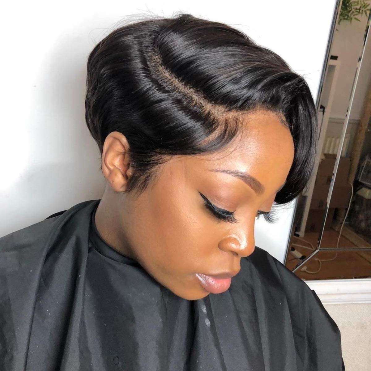 Curly Hair Short Pixie Wigs Side Part Pixie Cut Lace Front Wigs Human Hair-Amanda Hair