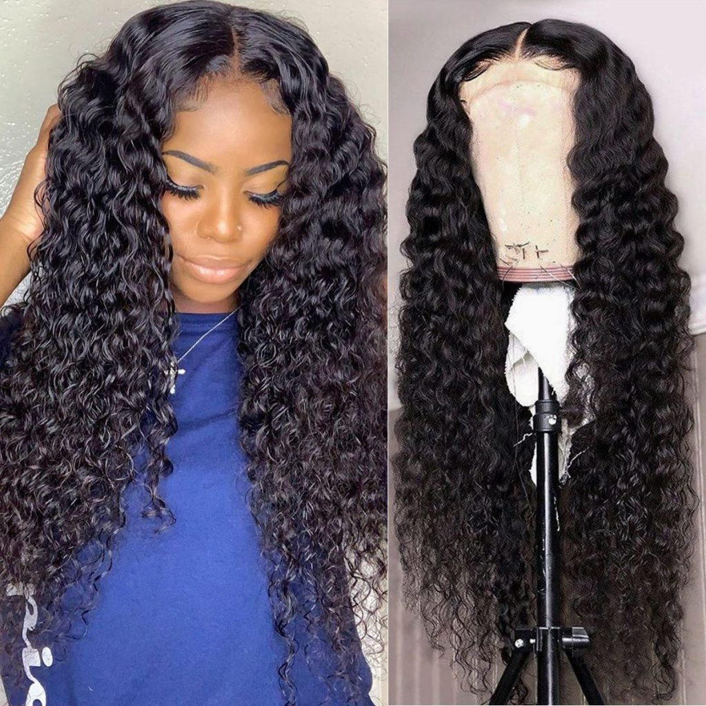Deep Wave Brazilian Human Hair Lace Front Wig With Baby Hair 150% Density Pre Plucked Transparent Lace Wigs -Amanda Hair