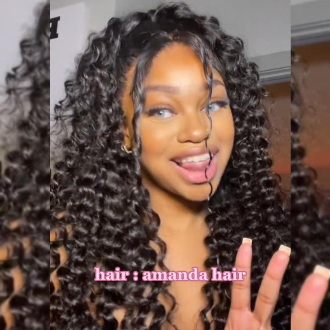 Glueless Loose Wave Wigs Virgin Human Hair 4 * 4/13 * 4 Transparent HD Lace Front Wig Pré-plumé Hairline - Amanda Hair