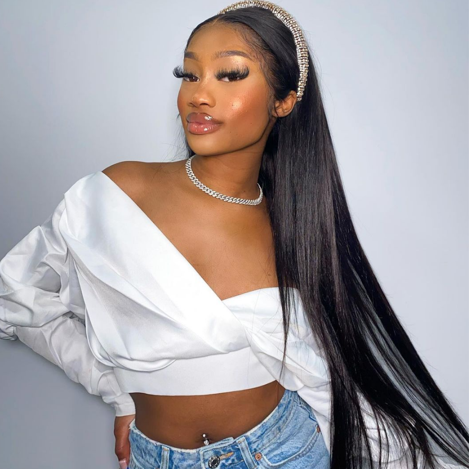 Straight Hair 13x6 lace transparent lace frontal Wig Pre Plucked Virgin Hair Closure Wigs
