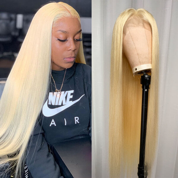 Straight Blonde Wigs 613 Straight 5x5 HD Transparent Lace Closure Wig
