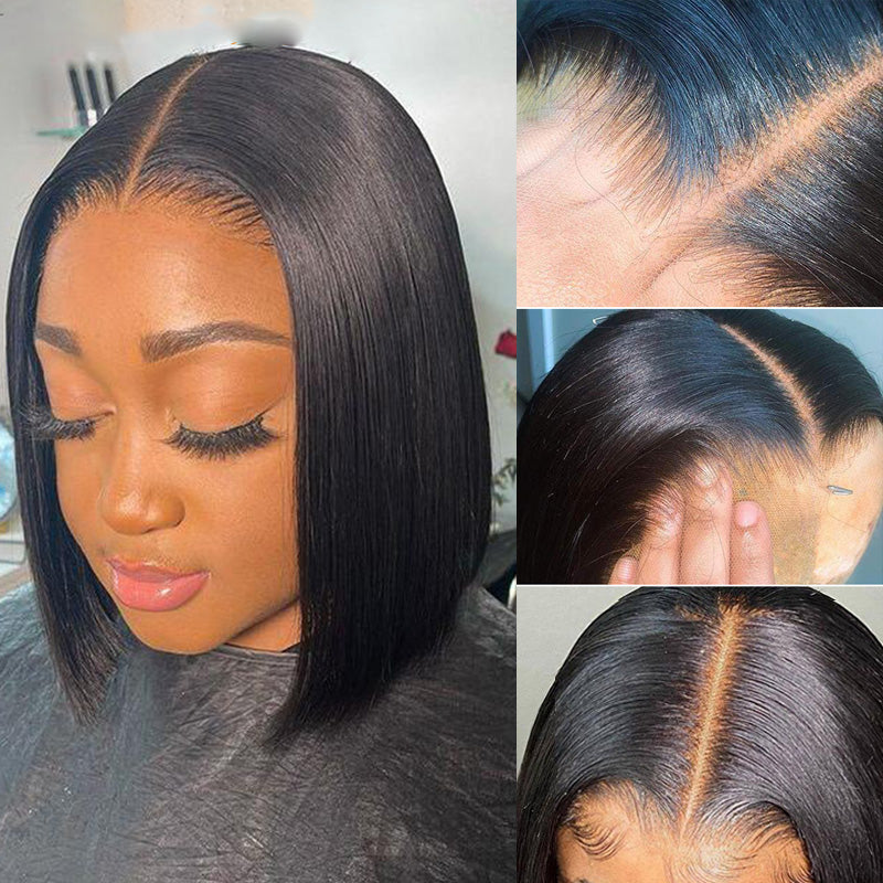 Straight Hair Bob Wigs Short Human Hair 4x4 Lace Closure Wig