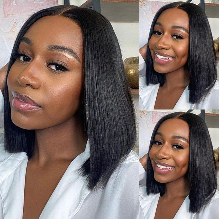 Straight Hair Bob Wigs Short Human Hair 4x4 Lace Closure Wig