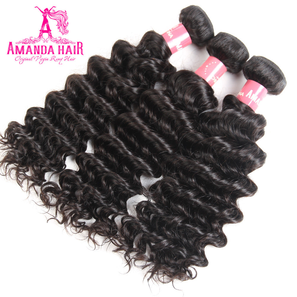 Human Hair Bundles Deep Wave Hair Bundles 28 30 Inch Remy Hair Bundles Weave 3/4 Bundles Human Hair Extensions - Amanda Hair