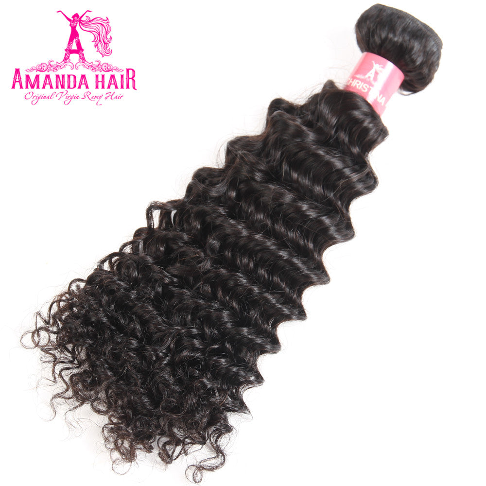 Brazilian Kinky Curly 3 Bundles With 4*4 Lace Closure 10A Grade 100% Remi Human Hair Soft Shiny Wave Hair - Amanda Hair
