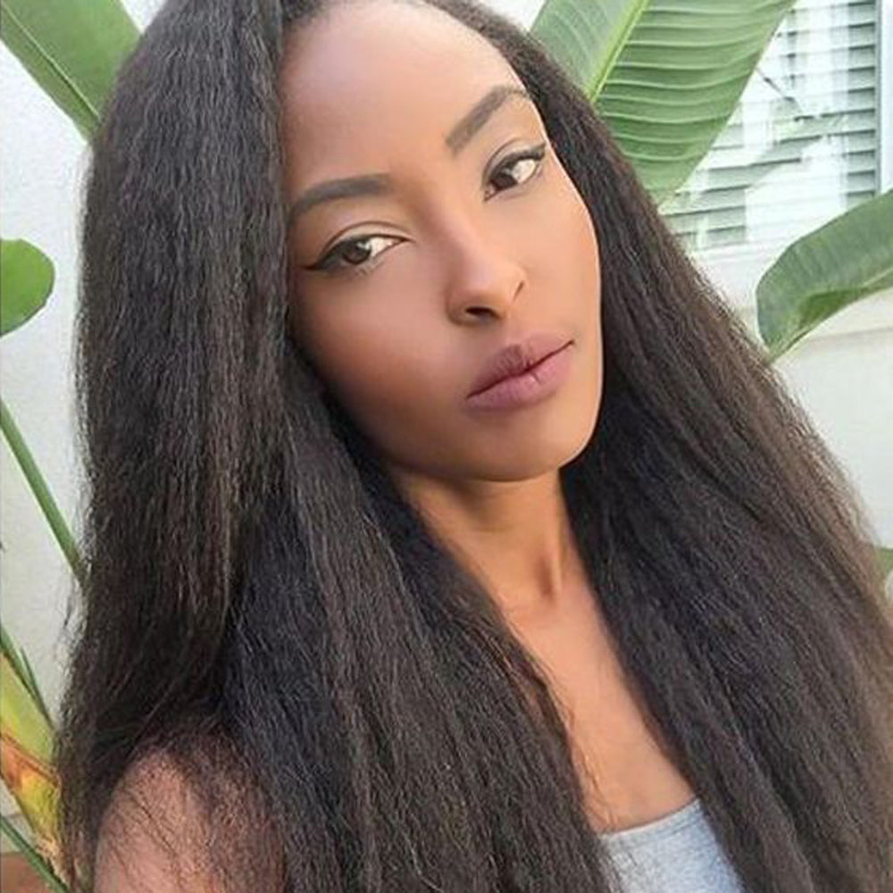 13x6 Glueless Lace Front Wig Kinky Straight Virgin Human Hair Wigs 180% Density For Women Pre Plucked With Baby Hair-Amanda Hair