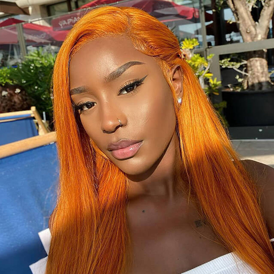 amanda hair transparen lace orange ginger color lace front wigs