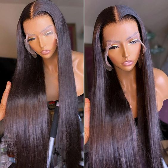 Straight Hair 13x6 lace transparent lace frontal Wig Pre Plucked Virgin Hair Closure Wigs