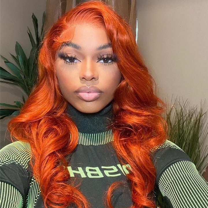 Orange Ginger Colored Body Wave 13x4 Lace Front Wigs With Baby Hair 100% human Hair-Amanda Hair
